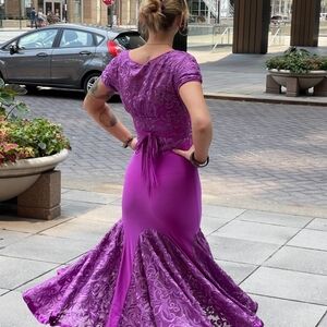 Elegant Purple Lace Ballroom Dress